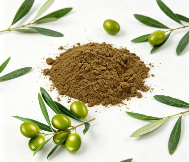 تصوير ماكرو لأوراق الزيتون الطازجة (Olea europaea)